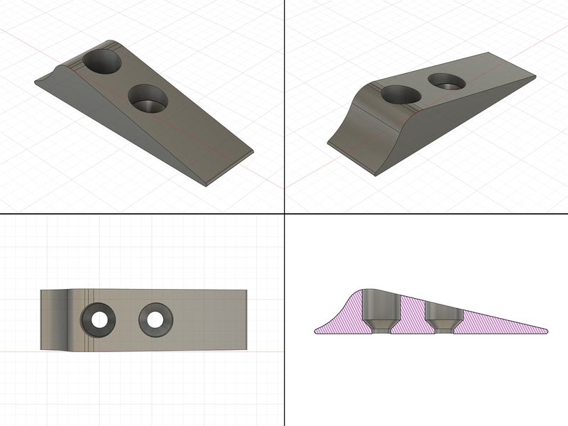 Работа Layer Lab: клиновидная опора с двумя зенкованными отверстиями — 3D-модель и разрез